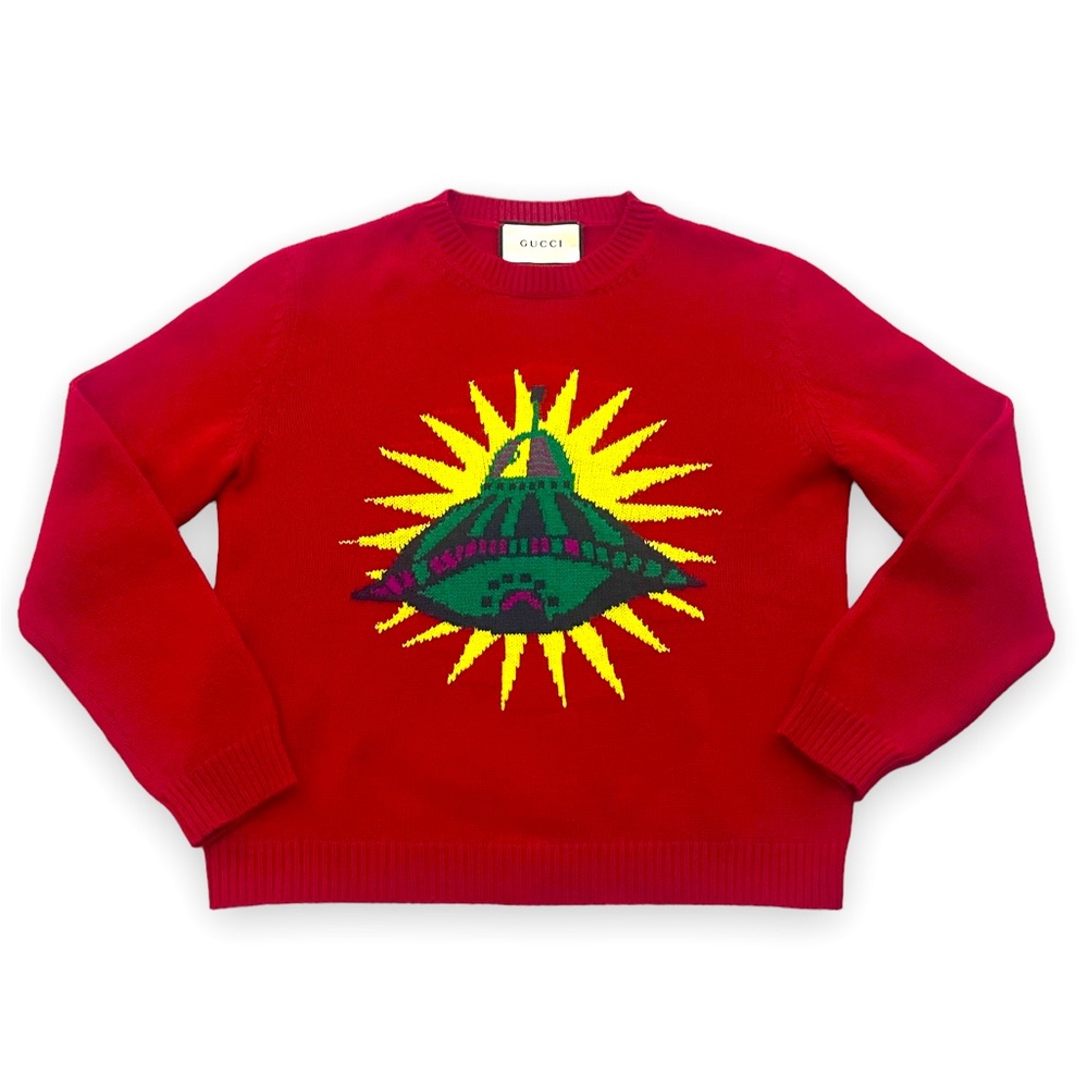 Gucci Women’s Pullover Sweater Red Green UFO Spaceship